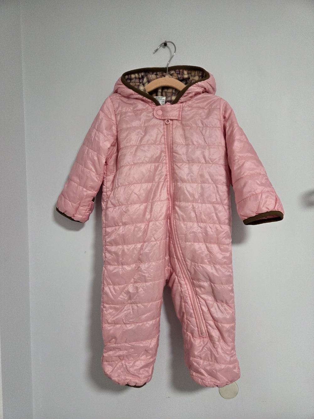 Uniqlo Baby Pink Quilted Hooded Kids One-Piece
